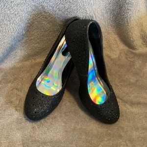 Silver Slipper Sparkly Heels